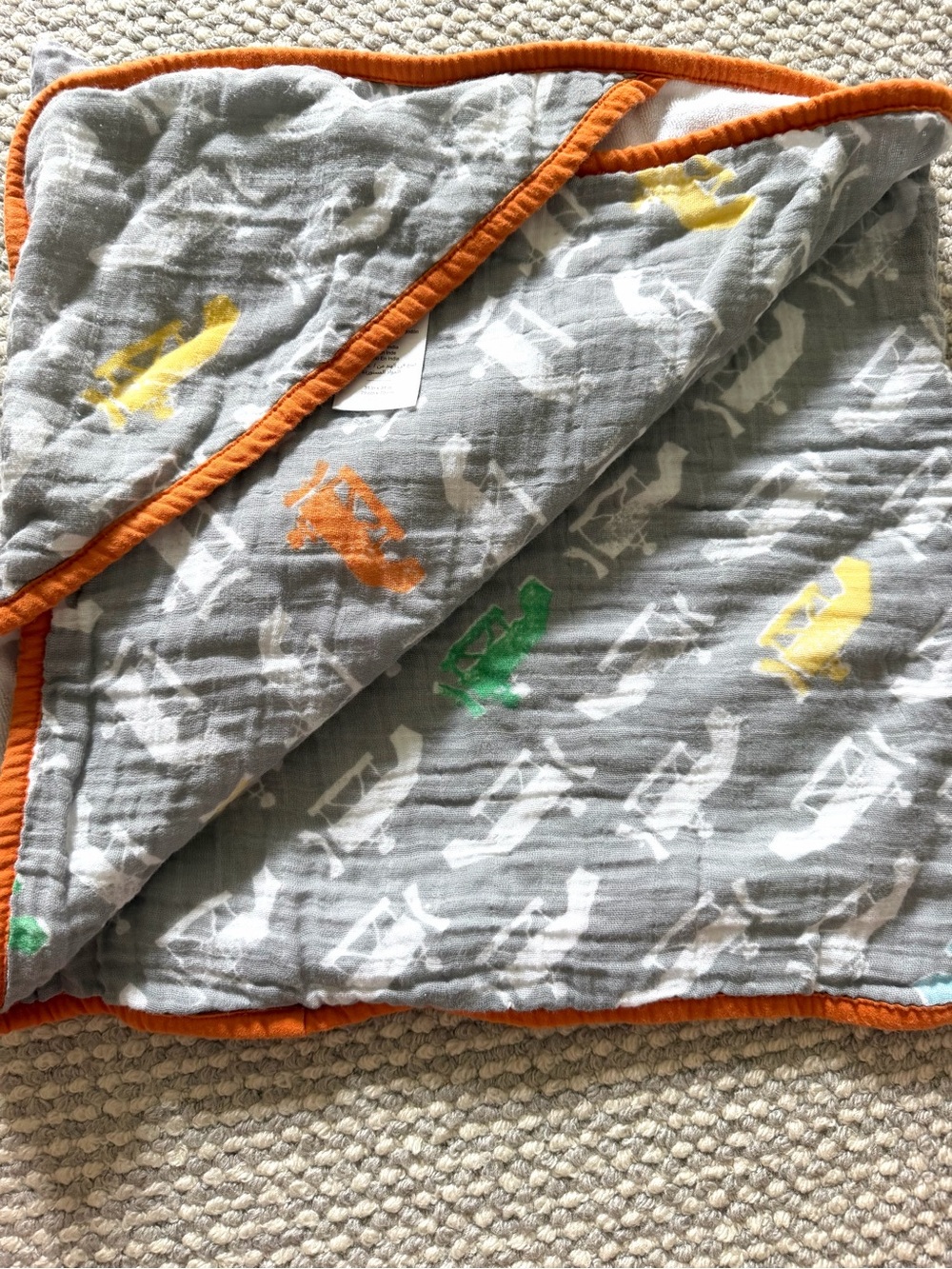 Pottery Barn Kids Organic Cotton Towel – Gray Plane Print